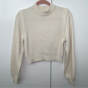 & Other Stories Cropped White Knit Sweater